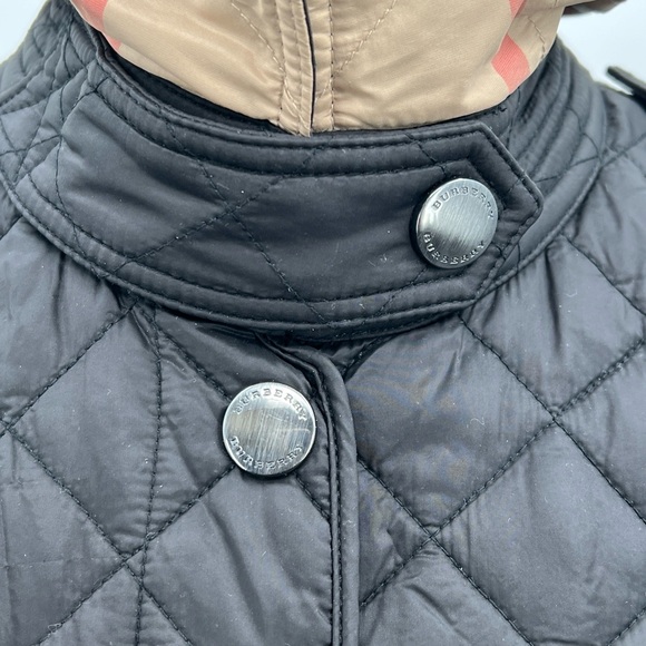 Burberry London England Women's Quilted Black Utility Nova Check Lined Jacket ~L - Picture 5 of 16